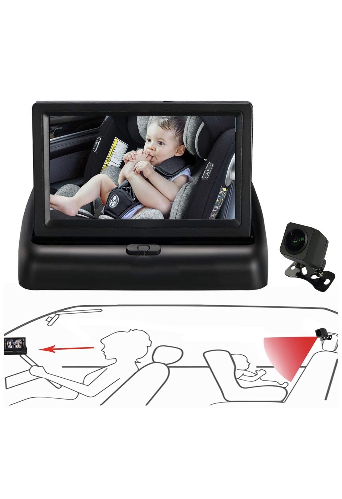 Itomoro Baby Car Mirror, View Infant in Rear Facing Seat with Wide Crystal Clear View,Night Vision,Camera Aimed at Baby-Easily to Observe The Baby's