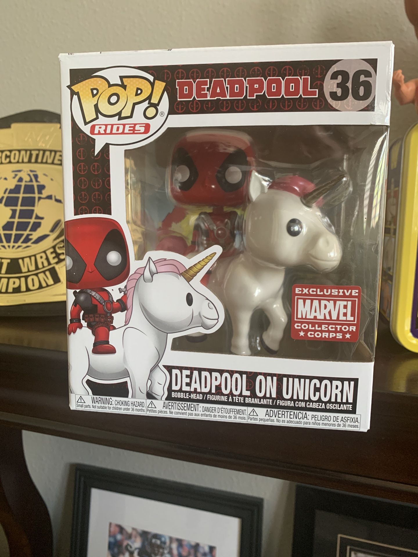 Funko Deadpool on Unicorn