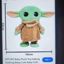 Like New Baby Yoda Plush Toy Talking And Walking ( Used Once).