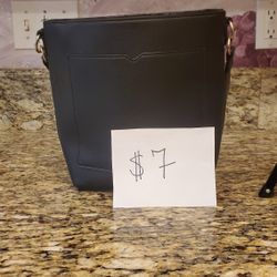 Black Faux Leather Shoulder Bag