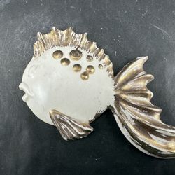 Vintage Rare MCM 1962 Chalkware Wall Fish 