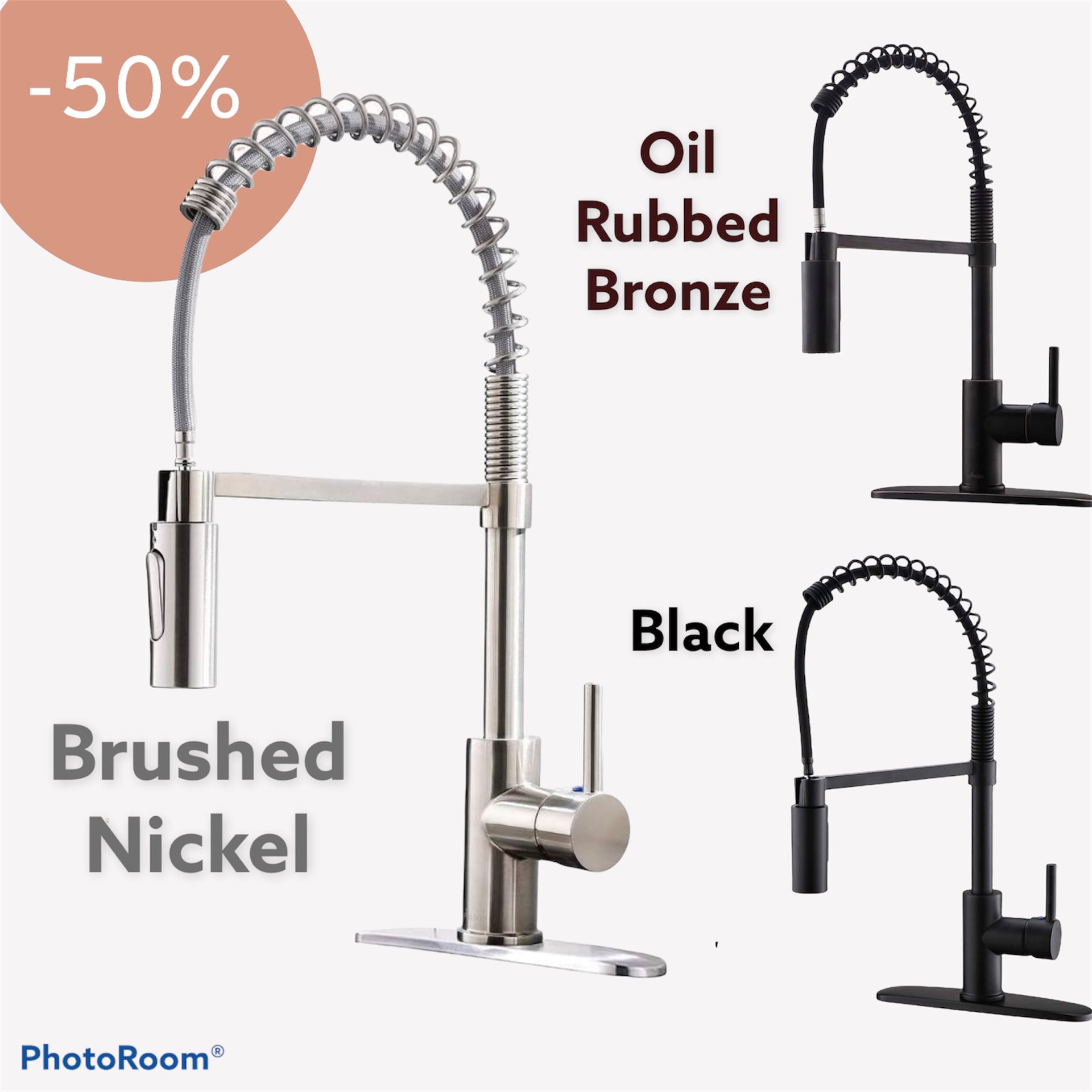 New kitchen faucet 3 finishes available- commercial style-Brushed Nickel/Oil Rubbed Bronze/Black-Brushed Nickel