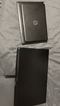 Monitor and 2 Laptops