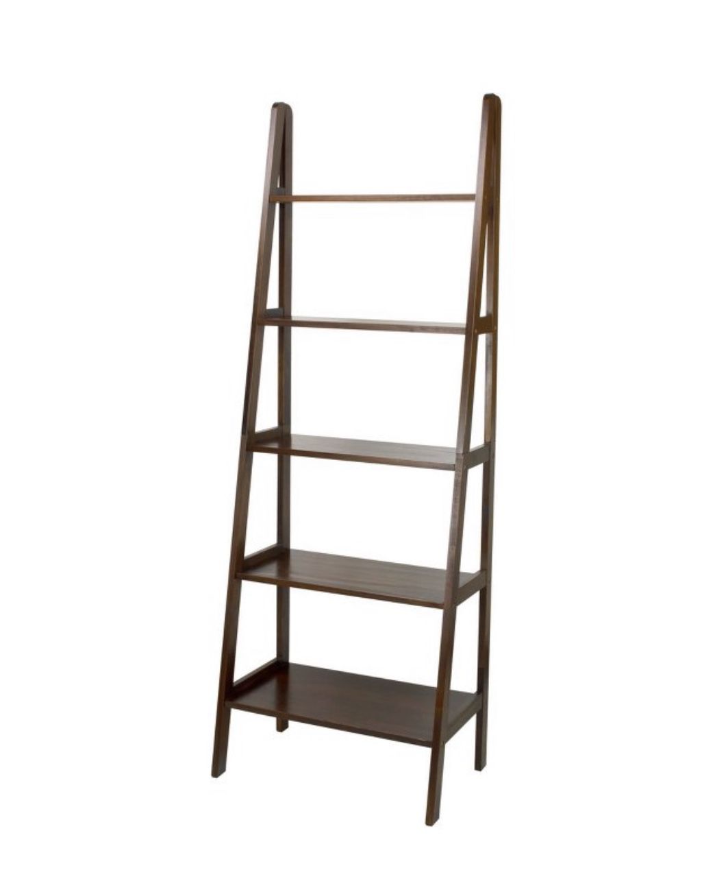72” 5 Shelf Ladder Bookcase, Dark Brown