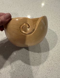 Wooden Yarn Bowl with Spiral Cutout
