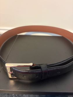 Johnston &Murphy Black Leather Belt with Silver Buckle