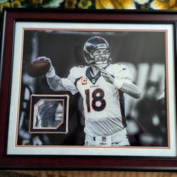 Peyton Manning Signed Denver Broncos Horizontal Passing Collage (16x20) with Split Matte