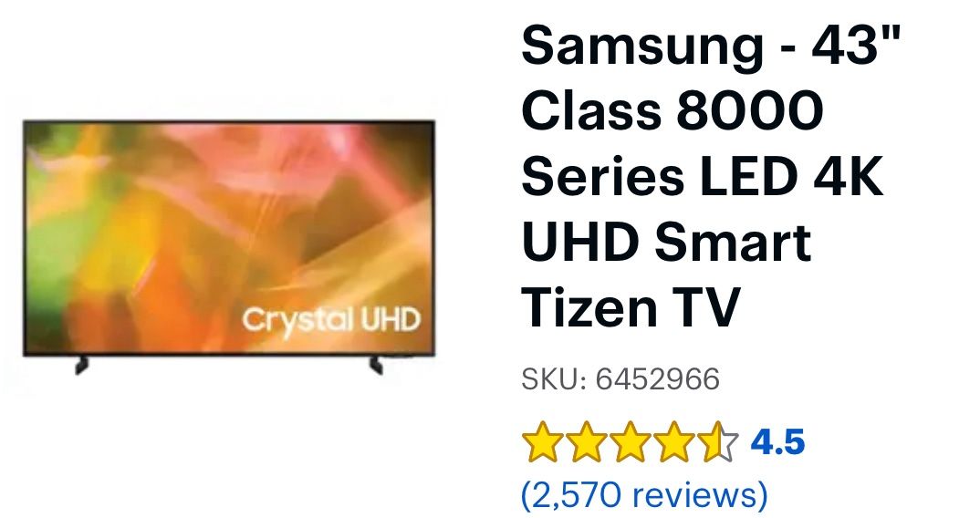 Samsung - 43" Class 8000 Series LED 4K UHD Smart TV