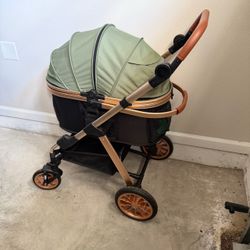 GOT FUR BABIES? Beautiful Pet Stroller, Black/Gold/Green