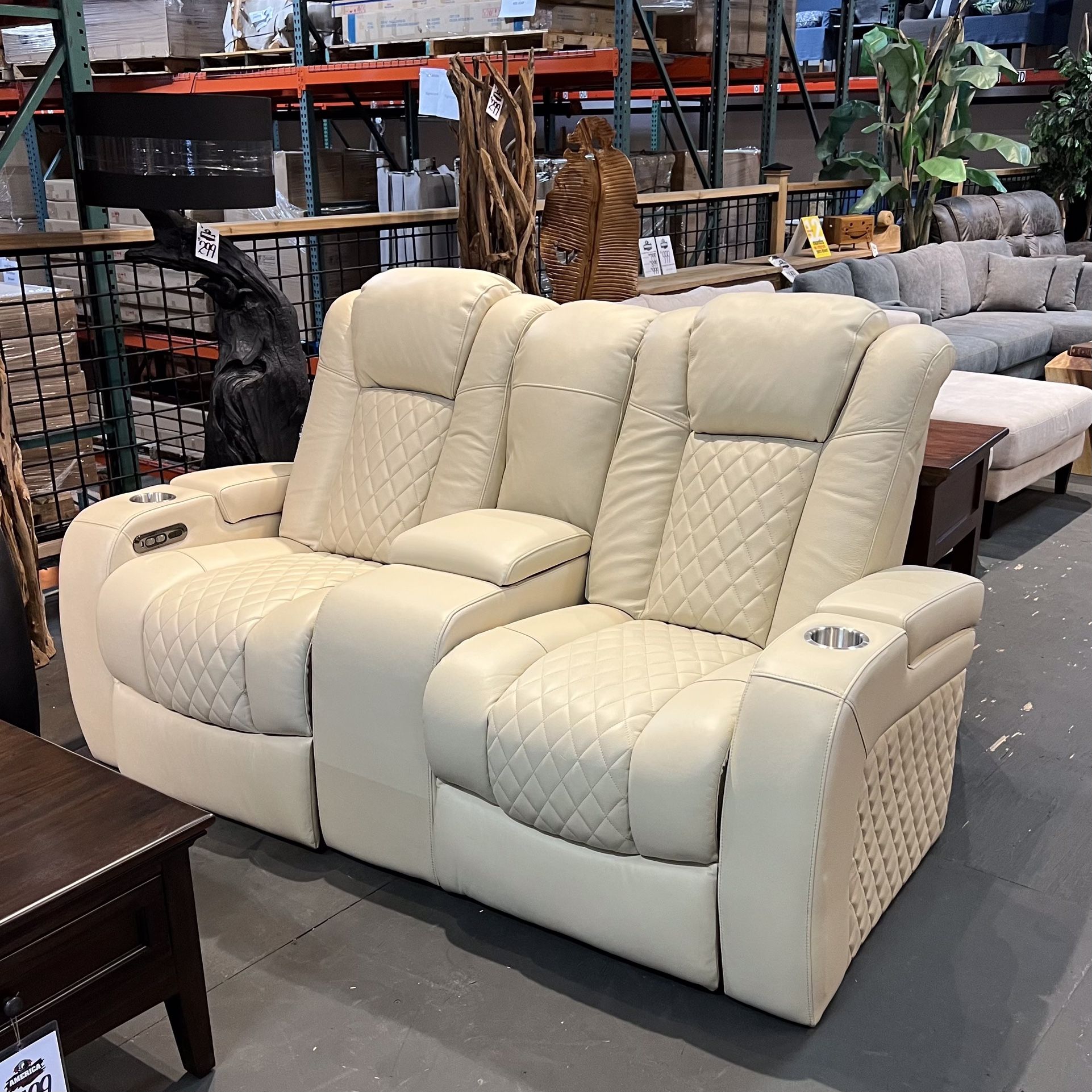 Top Grain Leather Power Recliner Loveseat - Transformer Collection 