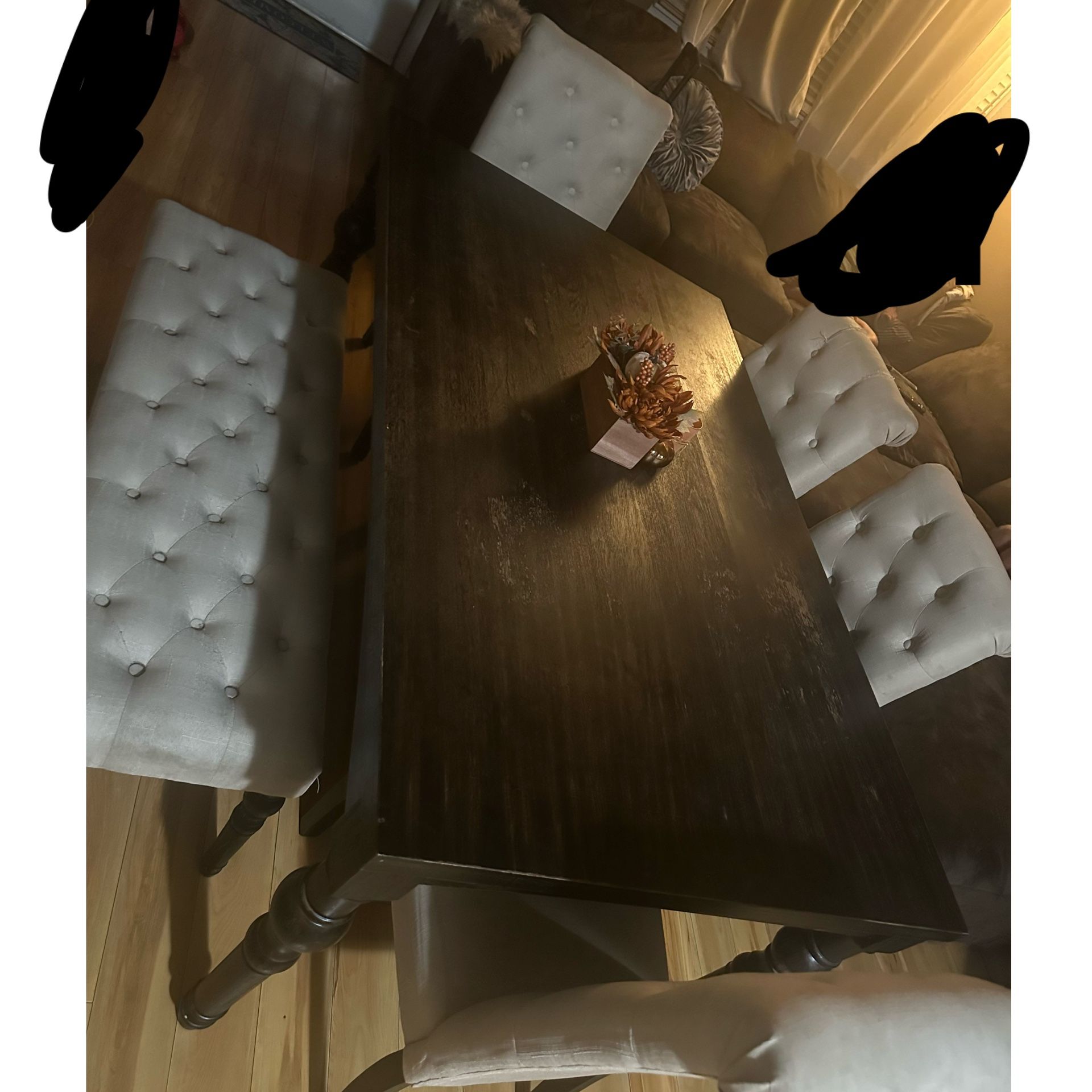 Table & 4 tuffed chairs with Bench