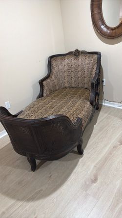 French Provincial Chaise Lounge with Leopard Upholstery