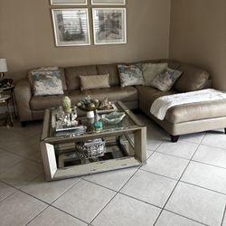 Sectional Sofa Taupe Leather