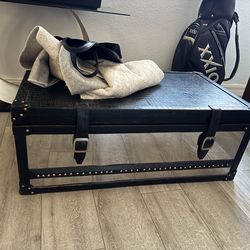 Black Storage Bench / Ottoman with Straps – Stylish