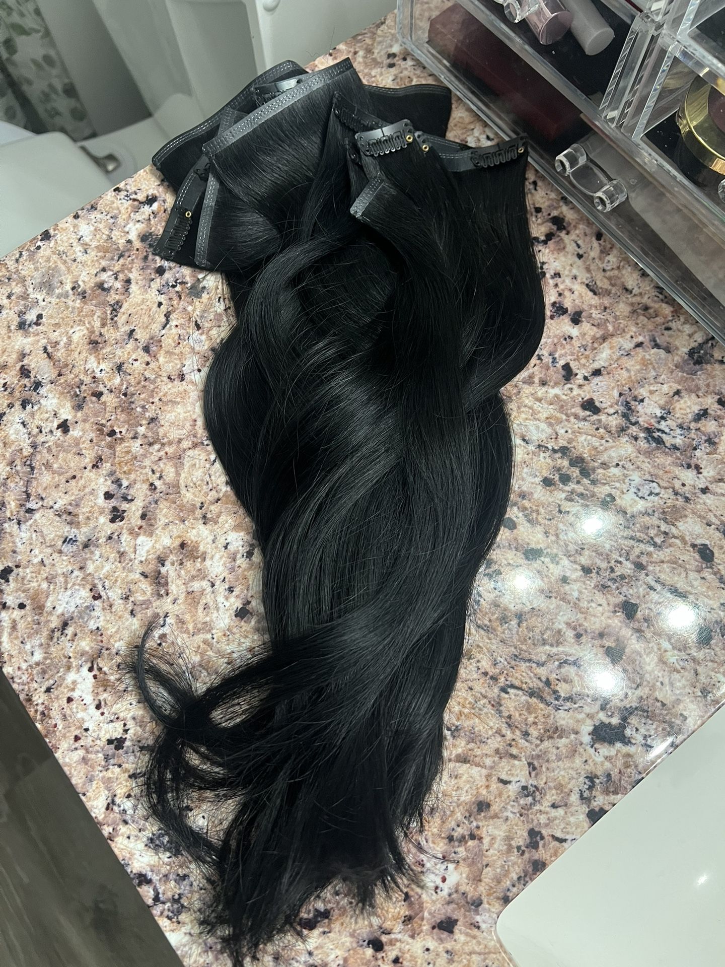 Luxy 16” Seamless Jet Black Clip Ins 100% Remy Human Hair