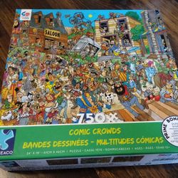 Ceaco 750 Jigsaw Puzzle Comic Crowds + Poster