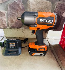 RIDGID 18V Brushless 4-Mode 1/2 in. High-Torque Impact Wrench Kit + 4.0AH Battery & Charger