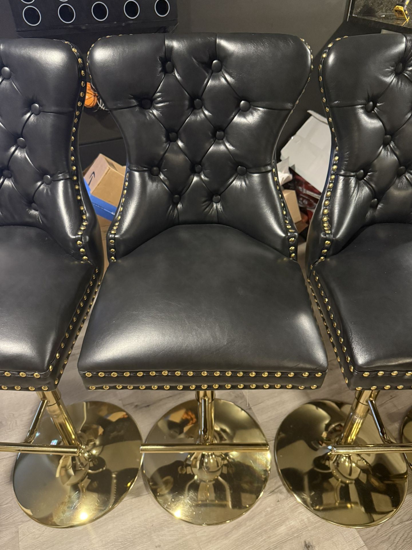Black And Gold Barstools (Set of 4)