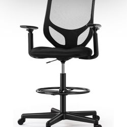 Drafting Chair – Tall Standing Office Desk Chair with Armrest and Adjustable Foot Ring