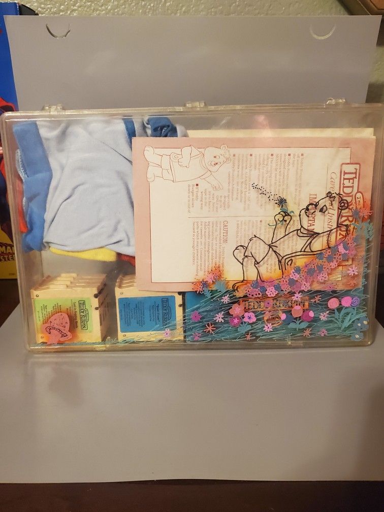 Vintage Teddy Ruxpin Book / Tape / Clothes Lot