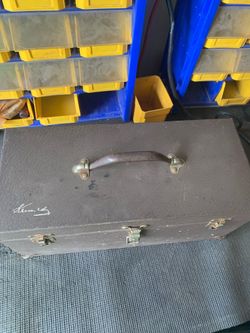 This is a vintage Kennedy machinist toolbox with the signature brown wrinkle paint finish.