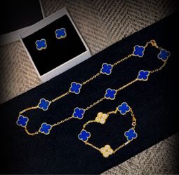 Van Cleef & Arpels Gold and Blue Vintage Alhambra Set ***NEW***