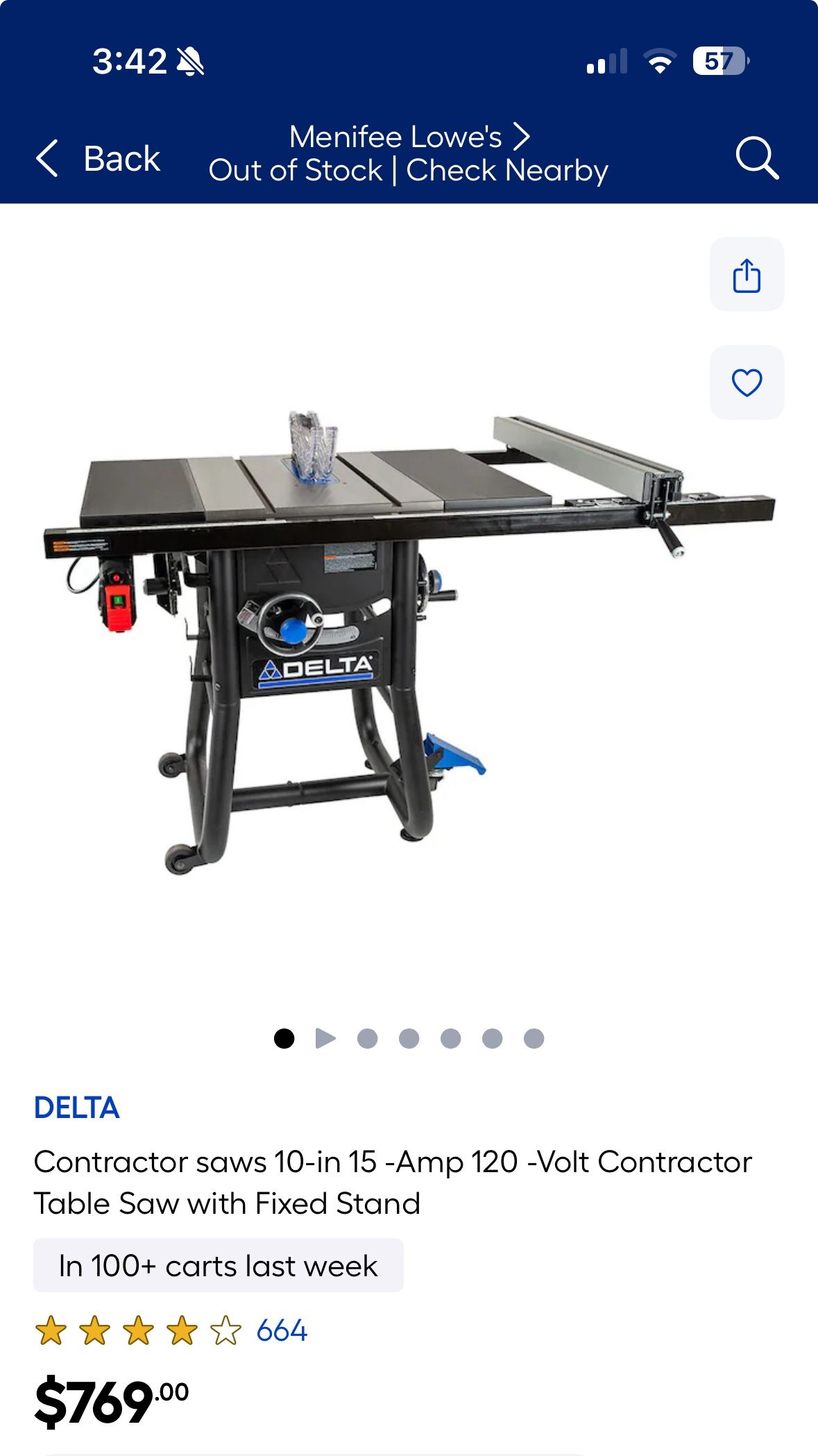 Delta Contractor 10” Table Saw