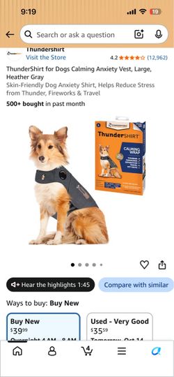 ThunderShirt Dog Calming Anxiety Vest SmallHeather Gray