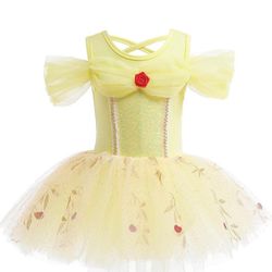 Toddler Girls Princess Ballerina Tutu Dress belle Princess Fancy Dress Up Halloween Costume