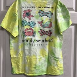 Simply Southern Life is Full of Choices Yellow Tie Dye T-Shirt - Size Large VGUC