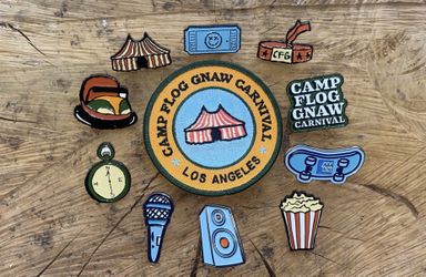 Camp Flog Gnaw Carnival Pins + Patches 