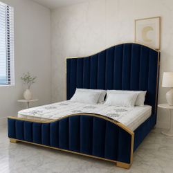 King bed frame / cama king azul velvet