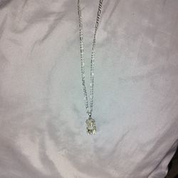 Diamond And Silver Jesus Chain 