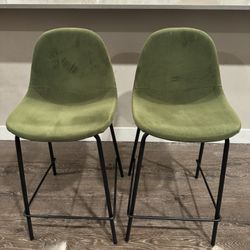 Pair of Barstools from AllModern in Green Velvet
