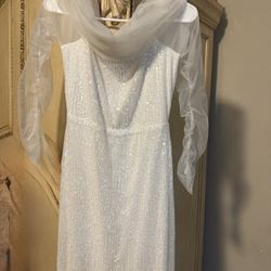 Women’s White  Sparkly Party Dress 