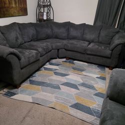 Beautiful Gray Sectional Sofa + Oversize Chair