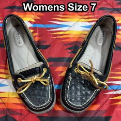 Women's Sperry Top-Sider Loafer Black Size 7 M Quilted Leather Shoes (contact info removed)