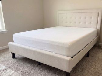 Full Size Upholstered Tufted Headboard Bed Frame