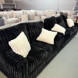 SUPER SOFT PLUSH SOFA & LOVESEAT COUCH SET 