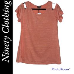 Ninety clothing cold shoulder top Women’s size small flutter short sleeve new