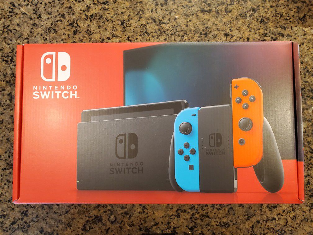 Nintendo Switch with Neon Blue & Red Joy-Con