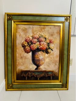 Framed Floral Still Life Oil Painting