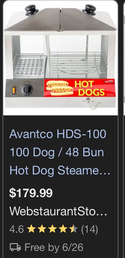 100 Hotdog/Bun Steamer 