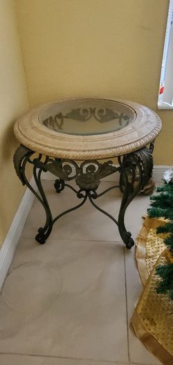 Stone and Glass Corner Table
