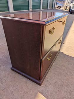 Wood 2 Drawer Lateral File Cabinet With Key  Thumbnail
