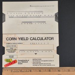 Vintage DeKalb AgResearch Cardboard Sliding Corn Yield Calculator