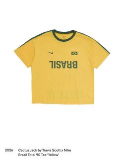 Nike Cactus Jack Travis Scott Brazil Total 90 Yellow Cotton Tee Shirt L