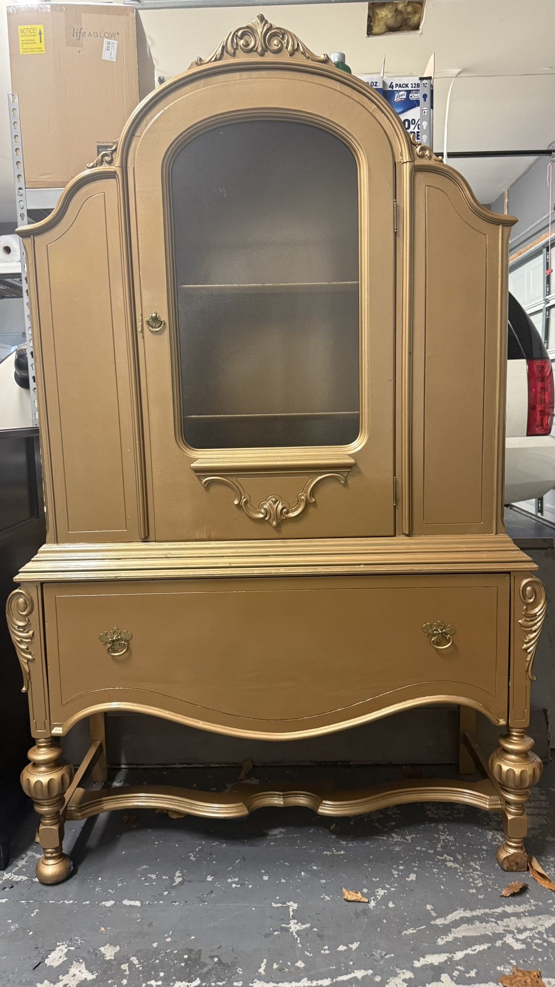 Vintage Gold Arched Display Cabinet / Storage Chest