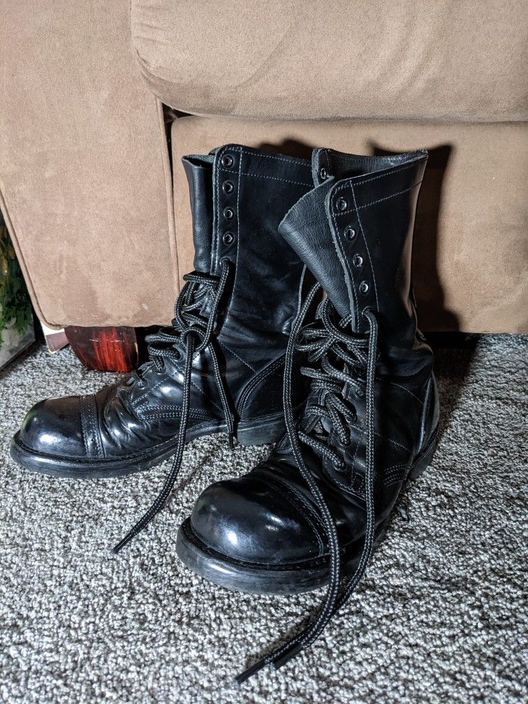 Vintage CORCORAN Military Army Black Leather Combat Cap Toe Jump Boots Size Men's 7 D