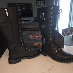 Harley black leather booths New size 8